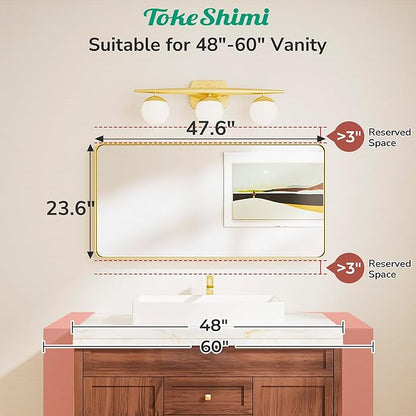 TokeShimi 48x24 Brushed Nickel Bathroom Mirror