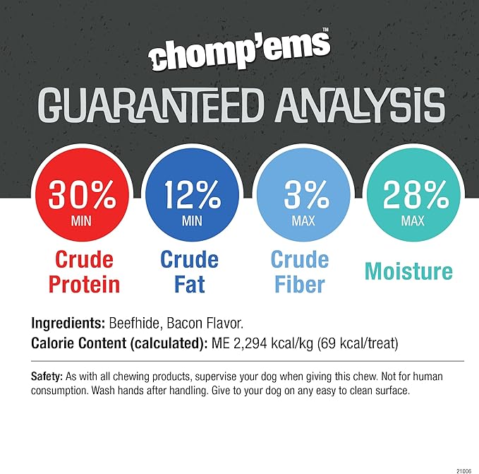 Chomp'ems Purehide Sticks Healthy Natural Rawhide Dog Chew, 12 oz
