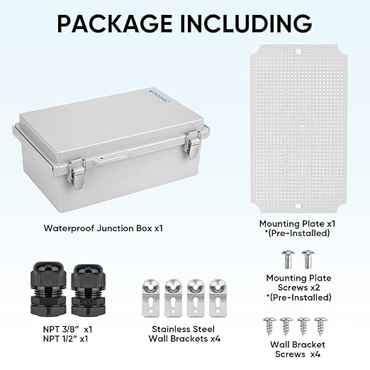 TICONN Waterproof Electrical Junction Box IP67 ABS Plastic Enclosure