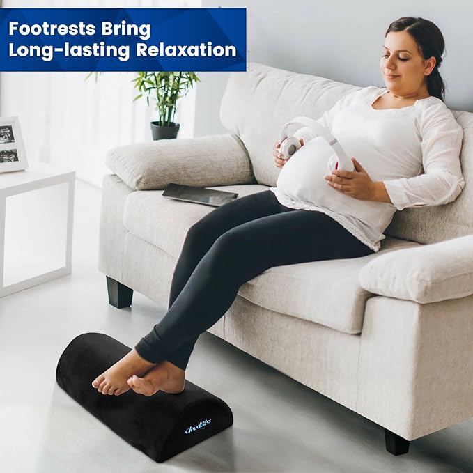 Foot Rest for Under Desk at Work,Office Desk Accessories with Soft Foam and Washable Removable Cover, Foot Stool for Office, Car, Home to Foot Support and Relax Ankles, Black