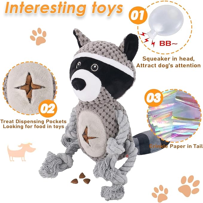 Rope Dog Toys to Keep Them Busy - Tug of War Dog Toys for Boredom Plush Interactive Squeaky Puppy Toys for Small Medium Large Dogs