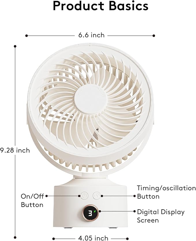 CARONSORT Small Desk Oscillating Fan, Table Air Circulator Fans