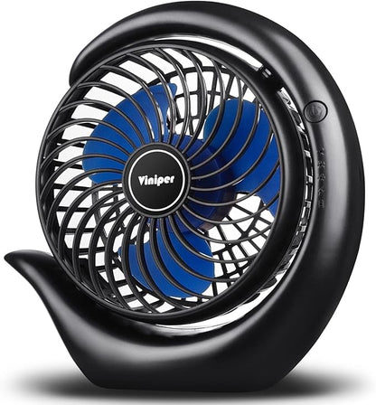 Viniper Portable Rechargeable Fan, Small Desk Fan : 3 Speeds & 8-24 Hours