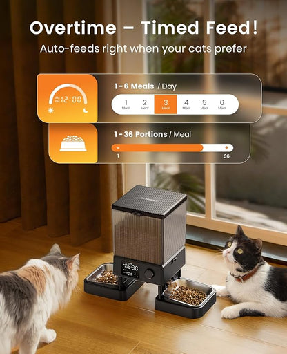 oneisall Automatic Cat Feeder for 2 Cats, 20 Cups/5L Automatic Cat Food