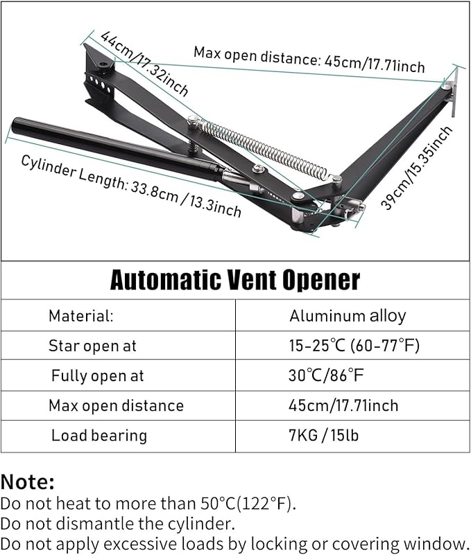 Auto Vent Opener Automatic Greenhouse Windows Opener Temperature Sensitive Roof