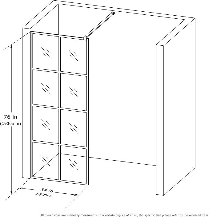 Mainzel 34" W x 76" H Fixed Shower Glass Panel, Frameless 3/8" ANSl Tempered