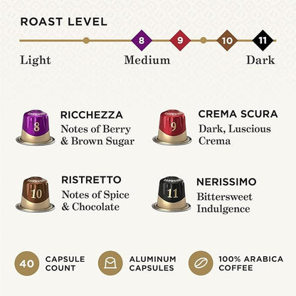 Peet's Coffee, Dark and Medium Roast Espresso Capsules Variety Pack, Compatible