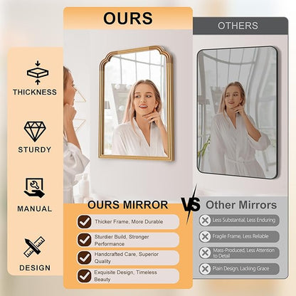 Wood Frame Wall Mirror Decor for Small Bathroom Vanity Entryway, Living Room or