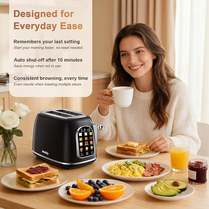 Mecity Toaster 2 Slice, Touch Screen Wide Slot Retro Toaster