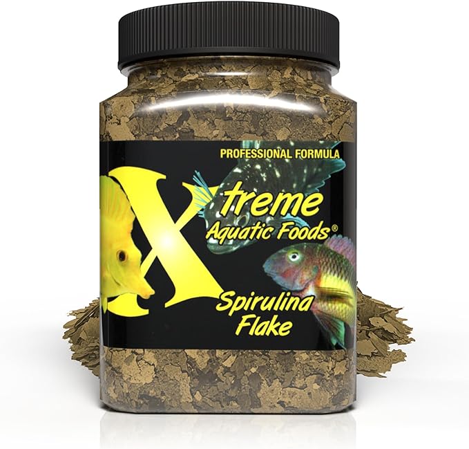 Xtreme Spirulina Flakes - Balanced Herbivorous Diet for Tropical and Marine Fish, Enhanced Health, Vibrant Colors - USA Farm Grown - Ideal for Cichlids, Barbs, Tetras and Guppies (3.5oz)