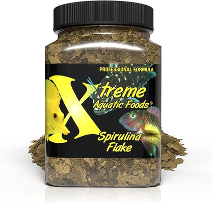 Xtreme Spirulina Flakes - Balanced Herbivorous Diet for Tropical and Marine Fish, Enhanced Health, Vibrant Colors - USA Farm Grown - Ideal for Cichlids, Barbs, Tetras and Guppies (3.5oz)