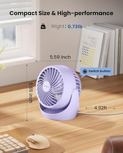 Gaiatop Desk Fan, 5-Inch Portable Electric Table Desktop Air Circulator Fans