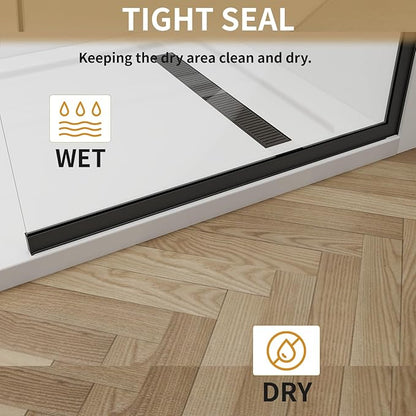 Shower Glass Wall Panel 36" W x 76" H, 3/8" Tempered Glass, Half Frameless
