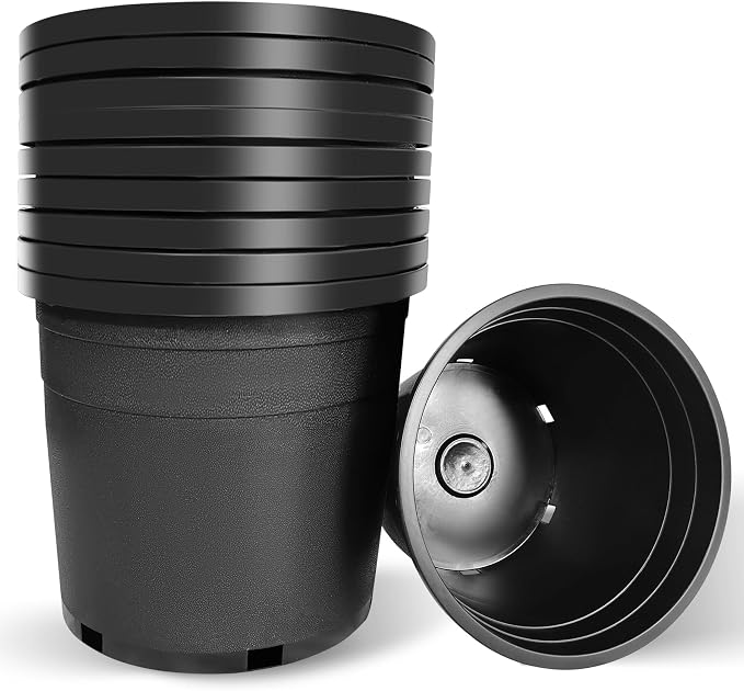 5 Gallon Nursery Pots Plastic Container Injection Molded Pot for Plants Flexible with Drainage Holes Suitable for Plants Soil Growers or Hydroponics Black 10 Pcs