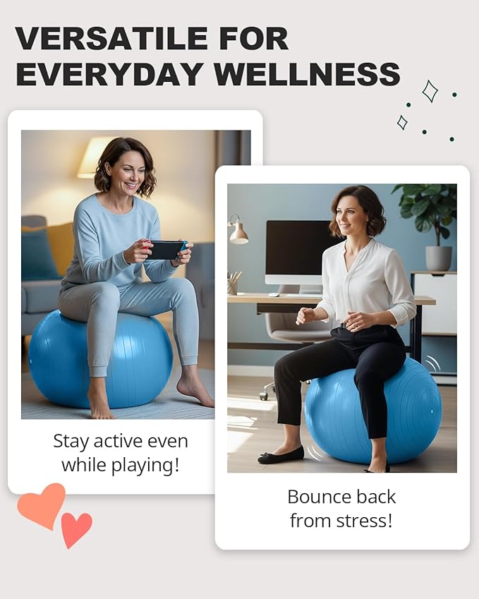 Trideer Exercise Ball for Yoga, Pilates & Fitness – Stability Ball Equipment