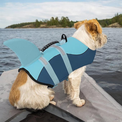 Dog Life Jacket High Flotation, Reflective Dog Life Vest for Swimming, Adjustable Dogs Life Preserver Rescue Handle Spring Summer Pool for Small, Medium, Large Dogs (Ocean Blue,XS)