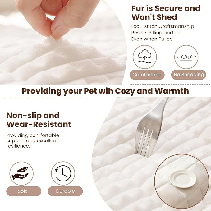 Couch Cover for Dogs Washable, Non-Slip Pet Couch Covers for Sofa, Fuzzy Dog Couch Cover Blanket Thick Soft Plush for Furniture Protector (White, 27.6" x 47.2"/70 x 120cm)
