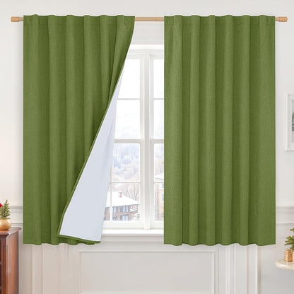 LAMIT Full Blackout Linen Curtains