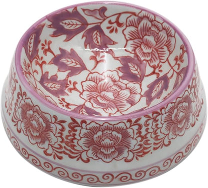 Ceramic Dog Bowl Purple & White Cat Pet Bowls for Small Breeds - 5.7" Wide x 2.8" Tall - 1.5 Cup Food and Water Puppy Dish for Dogs Pet Feeding, Microwave and Dishwasher Safe