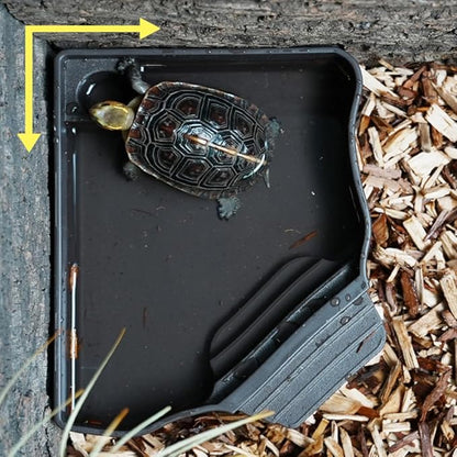 Flushbay Reptile Water Feeder Automatic Water Dispenser with Ramp Extra Large Reptile Bathing Pool for Gecko, Snake, Turtle, Bearded Dragon, Lizard Bath Aquarium Ornament