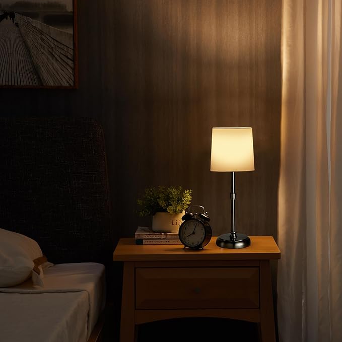 Cordless Black LED Table lamp, 5200-mAh Rechargeable Battery, 3-Level Brightness, Build-in Integrated LED 320 Lm Max, Night Lamp Ambient Light, for Bedside Restaurant Dining Table