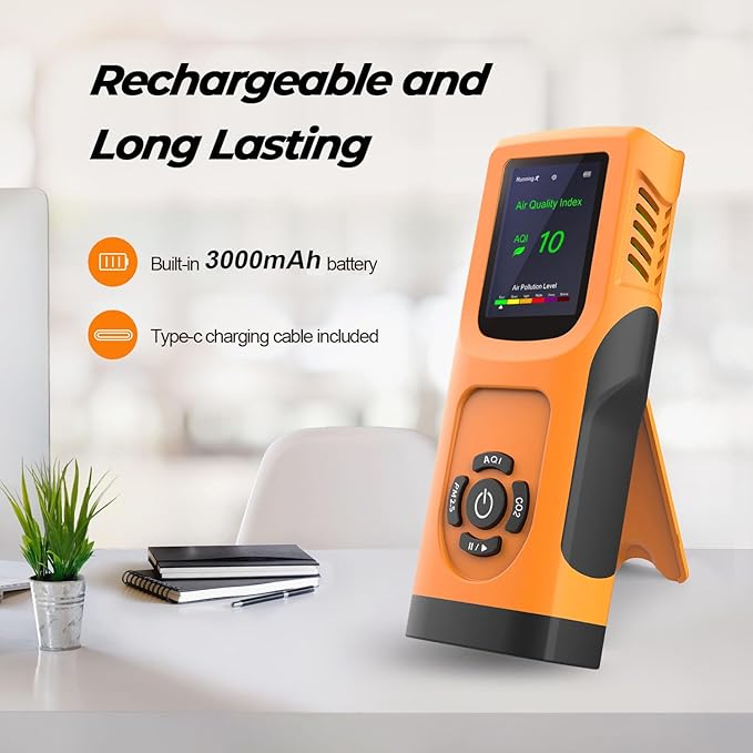 Portable 6-in-1 Air Quality Monitor Indoor Air Quality Tester Air Quality Meter