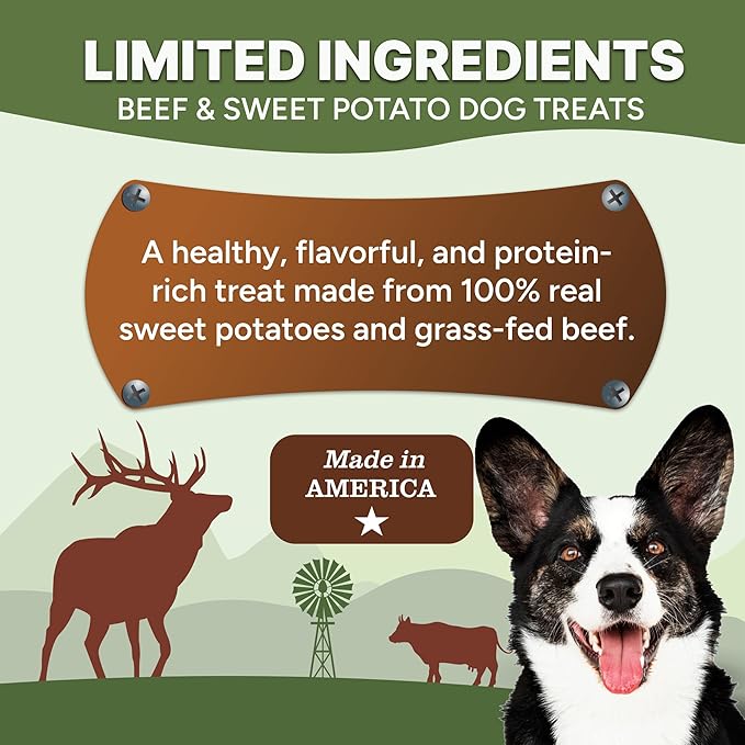Gaines Family Farmstead Beef & Sweet Potato Fillets for Dogs - 8 oz, All-Natural, Grain-Free, Healthy Dog Treats for All Ages & Breeds, Made in USA