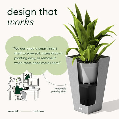 Veradek V-Resin Indoor/Outdoor Taper Planter, Set of 2 (30 inch, Grey)