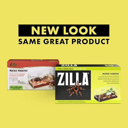 Zilla Micro Habitat Terrarium, Terrestrial, with Locking Latch, for Isopods, Spiders, Insects, Small