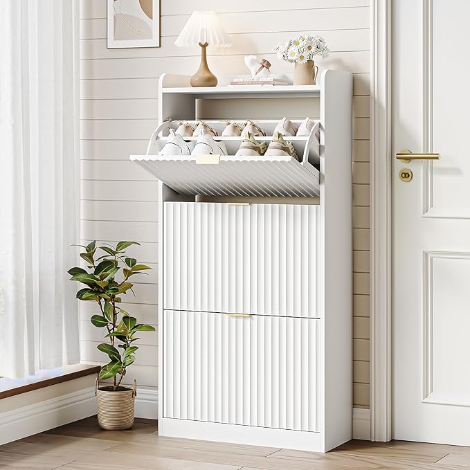 CHUWELL Fluted Shoe Cabinet Storage