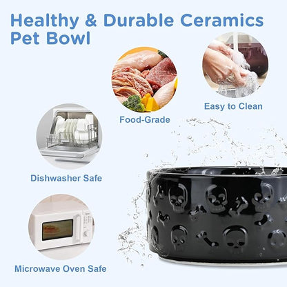 SPUNKYJUNKY Elevated Dog Bowls Ceramic, 7.3'' Dogs Food Water Bowls Raised - 42