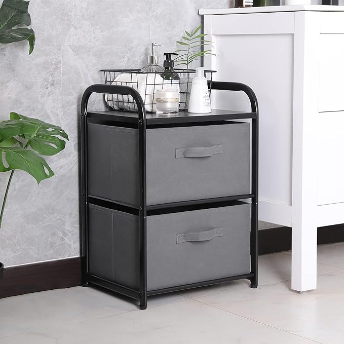 Dresser for Bedroom with 2 Drawers, Wide Chest of Drawers, Fabric Dresser