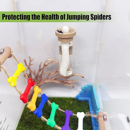 Jumping Spider Water Dispenser, Magnetic Hanging Feeder,Suitable for Jumping Spiders,Tarantulas, Praying Mantises,Arboreal Animals, and Other Small Animal Enclosure Accessories (Wood Color, 10ML)