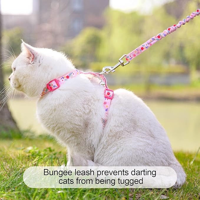 BEAUTYZOO Cat Harness and Leash Set Escape Proof for Walking, Kitten Soft Adjustable Vest Harnesses for Small Medium Large Cats, Easy Control Breathable Plaid Ribbon Nylon for Outdoor Indoor Use