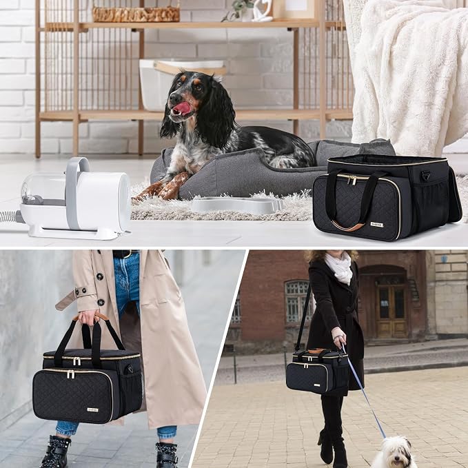 Dog Grooming Vacuum Bag, Pet Grooming Kit Bag Perfect for Dog Hair Vacuum & Grooming Tool Kit Accessories- Black