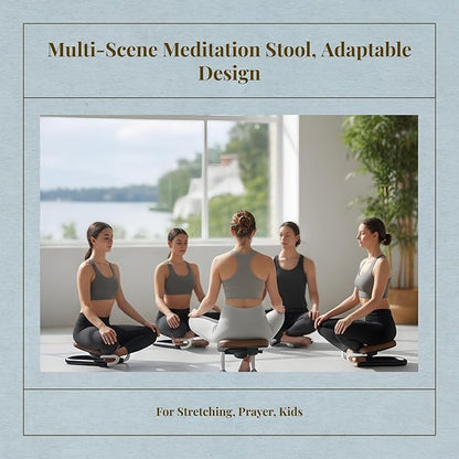 Ergonomic Meditation Bench, Folding Kneeling Stool for Prayer and Stretching,Comfortable Padded Seat, Wooden Chair for Adults and Kids, Non-Slip Stable Design for Home, Studio, and Tea Ceremony