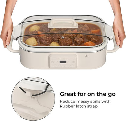 Magnifique 4 Quart Casserole Digital Slow Cooker, Premium Ceramic Bakeware