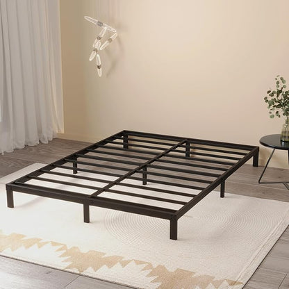 King Size Bed Frame No Box Spring Needed, 8 Inch Heavy Duty King Platform Bed Frame Support Up to 3000 lbs, Easy Assembly, Noise Free, Black
