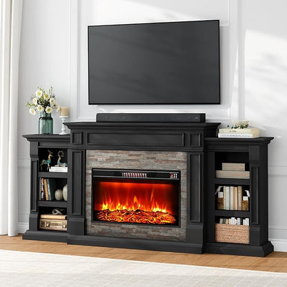 LGHM 80" Fireplace TV Stand, Electric Fireplace