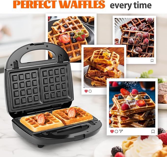Aigostar Sandwich Maker Panini Press Grill, 3 in 1 Waffle Maker