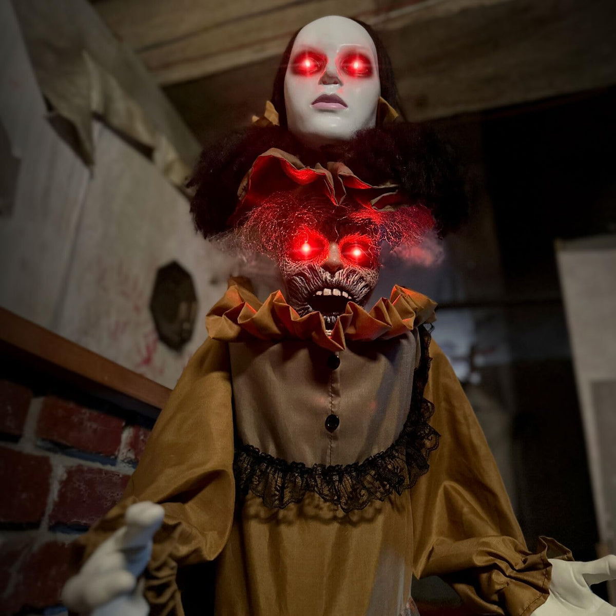 Haunted Hill Farm Lifesize Animatronic Scary Haunted Woman with Touch Activated Lights and Sound, Battery-Operated Indoor or Covered Outdoor Halloween Decoration