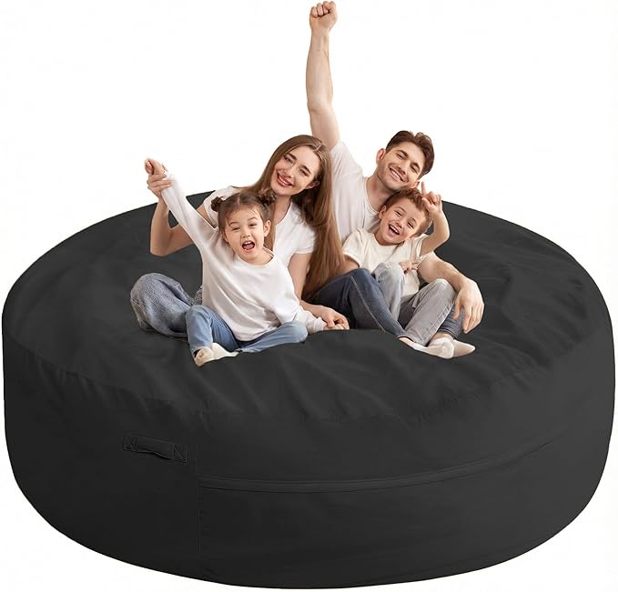 HABUTWAY XX-Large Bean Bag Chair: Giant 7' Memory Foam Furniture Bean Bag Chairs for Adults with Microfiber Cover 7Ft (Black)