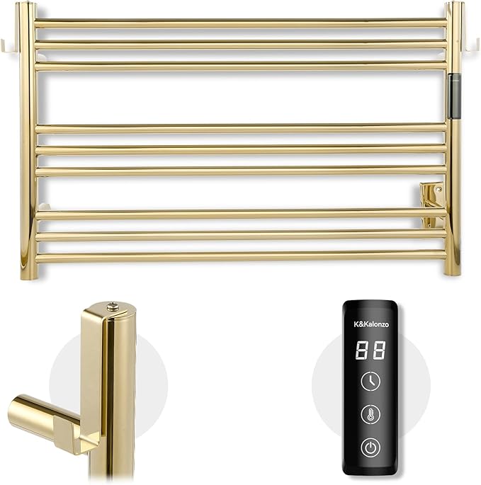 K&KALONZO Towel Warmer for Bathroom, Wall-Mounted 9-Bar Heated Towel Rack