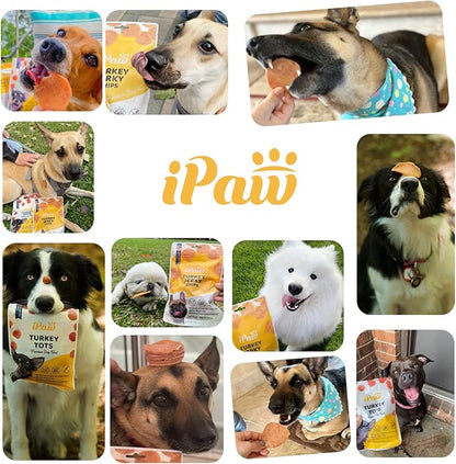 iPaw Turkey Tots Dog Treats for Puppy Training, All Natural Human Grade Dog Treat, US Sourced Raw Material, Hypoallergenic, Easy to Digest (Turkey Tots)