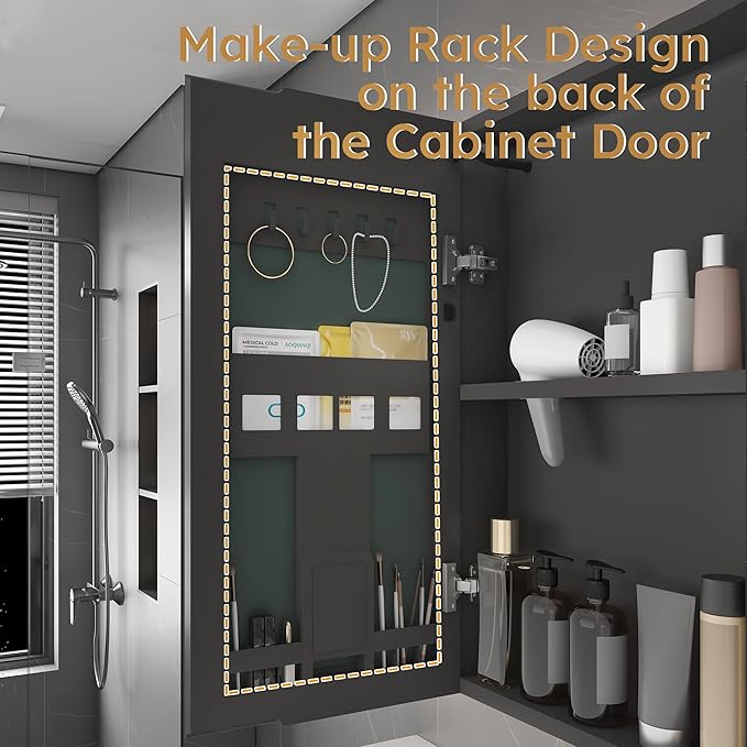 35x28 Inch Wall-Mounted Medicine Cabinet, Bathroom Mirror Cabinet