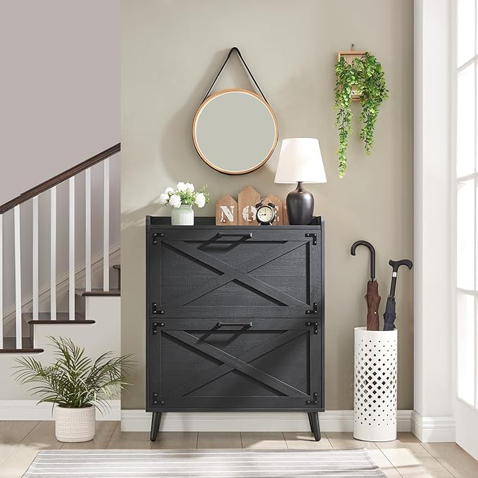 Shoe Storage Cabinet, Farmhouse Shoe Organizer