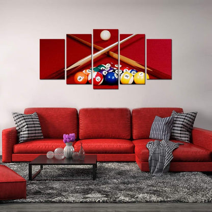Biuteawal Playing Pool Table Billiard Balls Picture Canvas Wall Art Sport Giclee Prints Snooker Photo Painting for Home Game Room Club Bar Wall Decoration