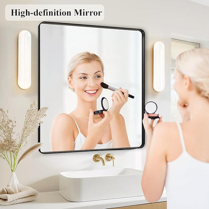 Fabuday Black Bathroom Mirror Wall Mounted- 36x36 Inch Big Framed Mirror