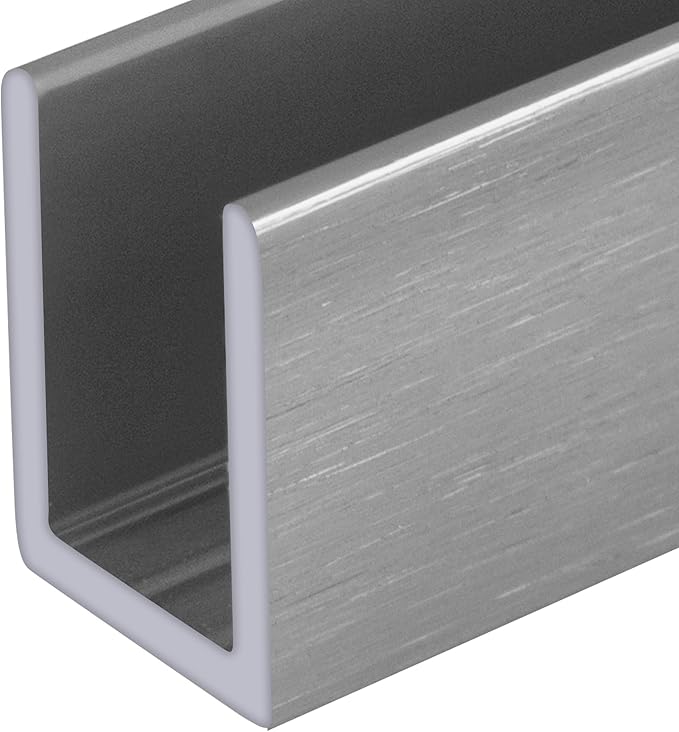 Brixwell SDCD38AB Brushed Anodized 3/8" Fixed Panel Shower Door Deep U-Channel