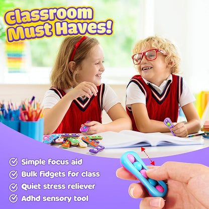 LESONG Fidget Sensory Toys for Kids: 18 Pack Colorful Finger Spinner Toys